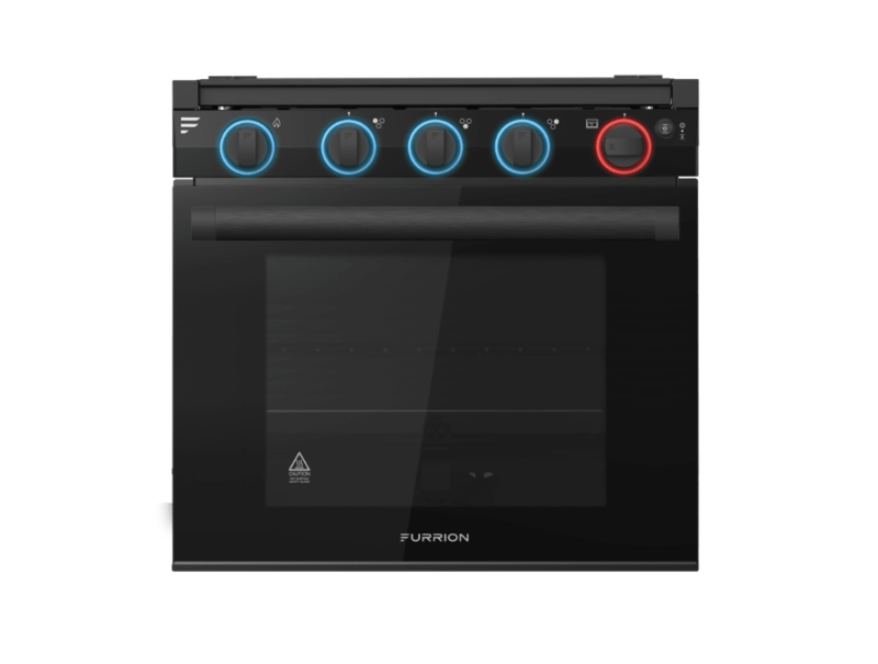 Lippert 21IN RV 3-Burner Gas Range w/Glass Door, 2-Color LED Knob, BLK - 2021123659