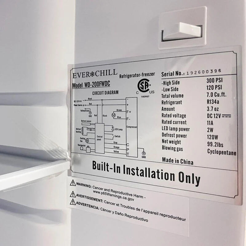 Everchill 7.7 cu. ft. 12V Refrigerator, Right Hand Hinge, Stainless Steel / 2022302326