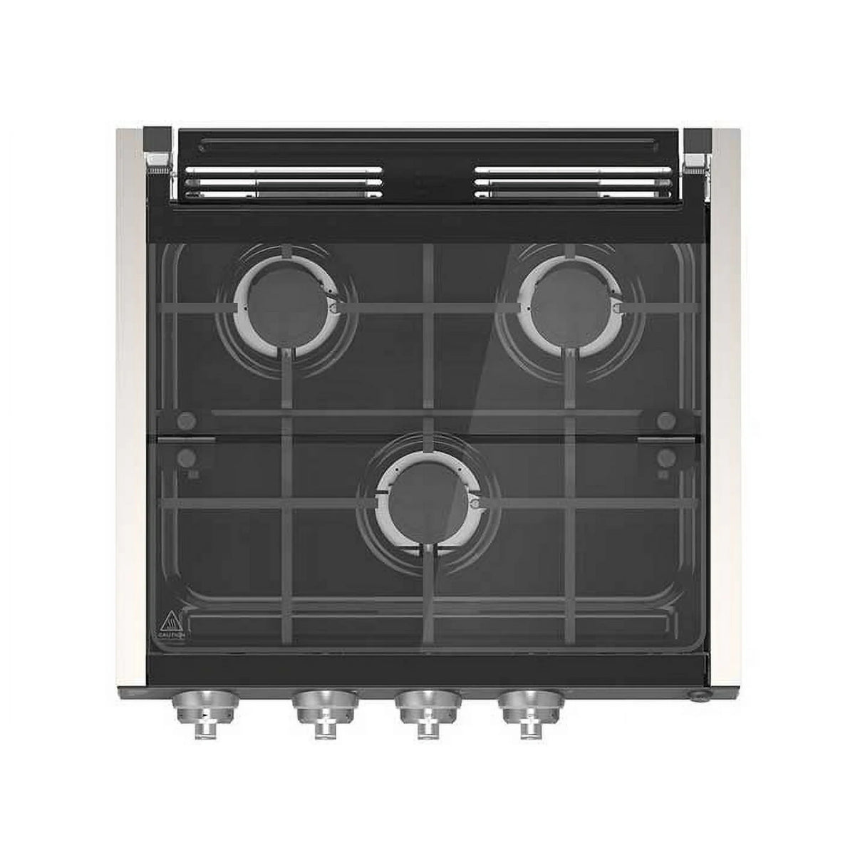 Lippert Furrion 3 Burner Range Cooktop, Match w/17IN & 21IN range oven, BLK w/LED knobs (Painted SIlver) + Wired Grill + Glass - 2021123926